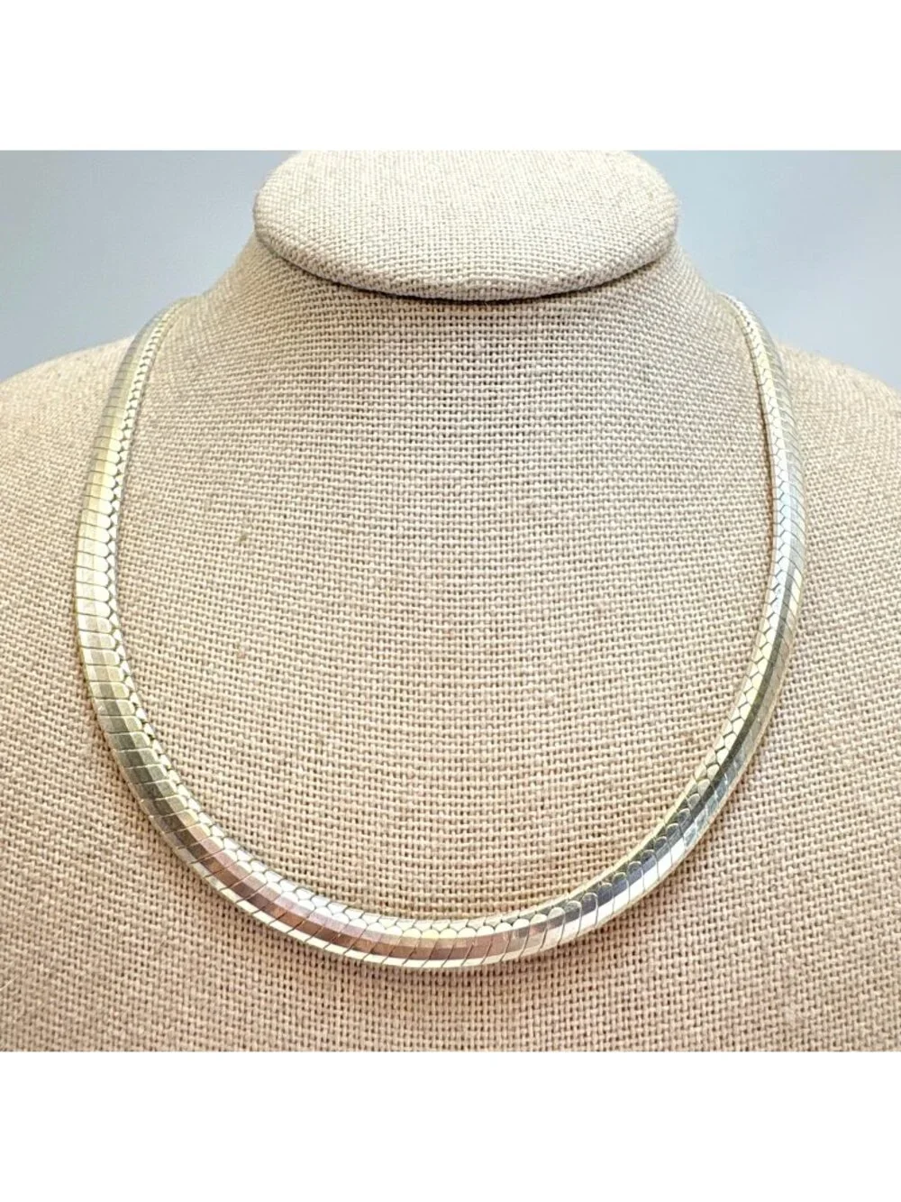 Flexible Low Dome Omega Herringbone Chain 925 Sterling Silver 4.5mm Wide 18